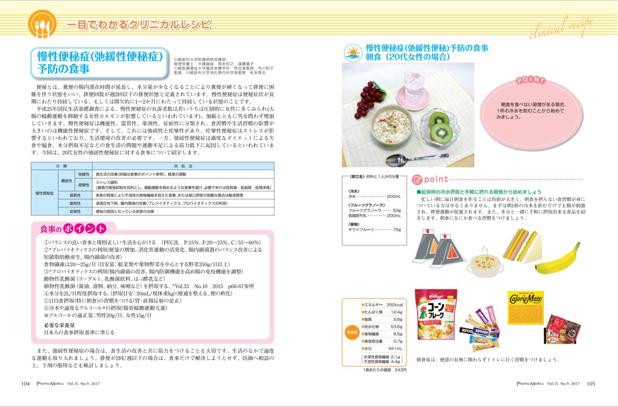 栄養SMILE通信　慢性便秘症の食事　1