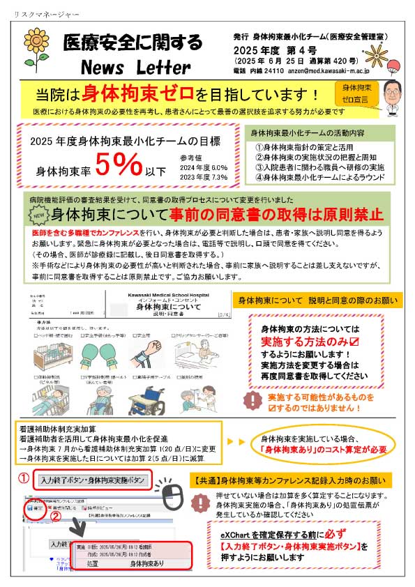 医療安全に関するニューズレター