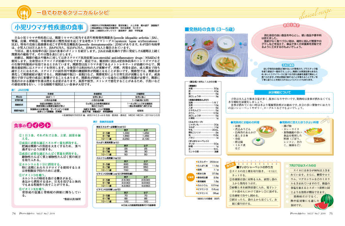 栄養SMILE通信　小児リウマチ性疾患の食事 1