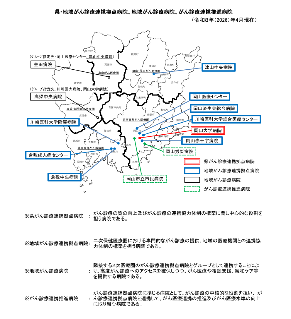 がん診療連携拠点病院所在地（令和８年（2026）年4月現在）