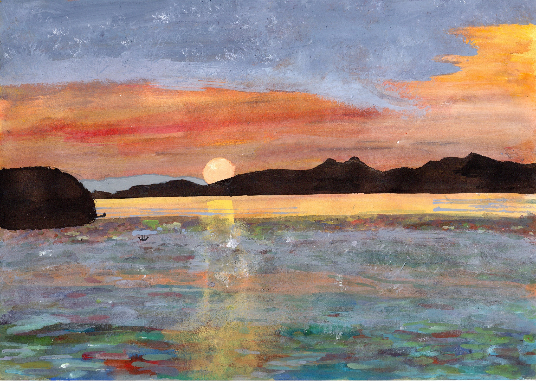 夕日と海