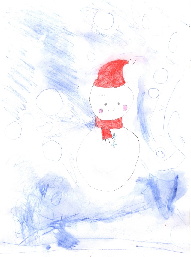 つっ立っている　雪だるま